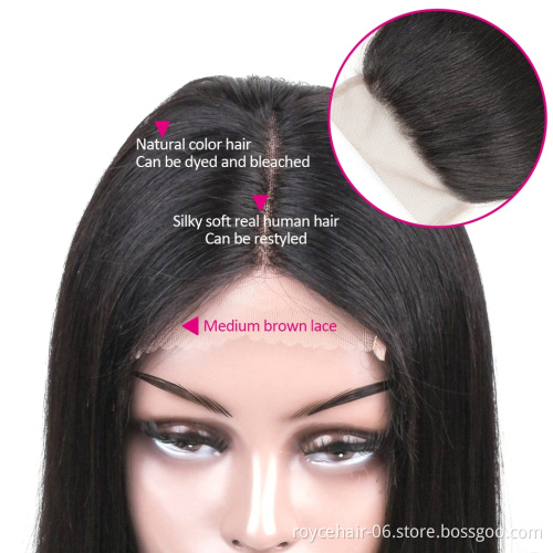 Brazilian 4x4 Lace Closure Human Hair Wigs for Black Women 150% Density Remy Hair Lace Wigs with Pre Plucked Baby Hair